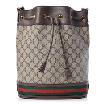 Gucci GG Supreme Monogram Web Ophidia Bucket Bag Brown 1 of 12