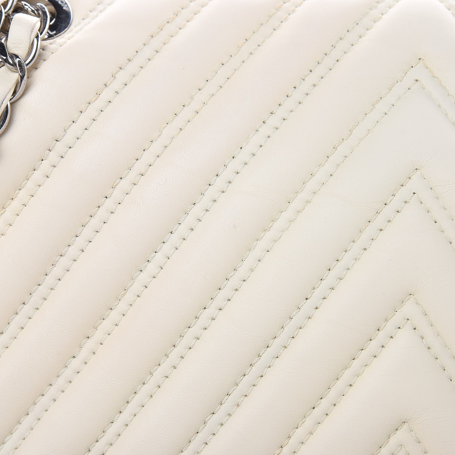 Chanel Lambskin Chevron Double Stitch Medium Single Flap White 11 of 12
