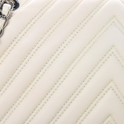 Chanel Lambskin Chevron Double Stitch Medium Single Flap White 11 of 12
