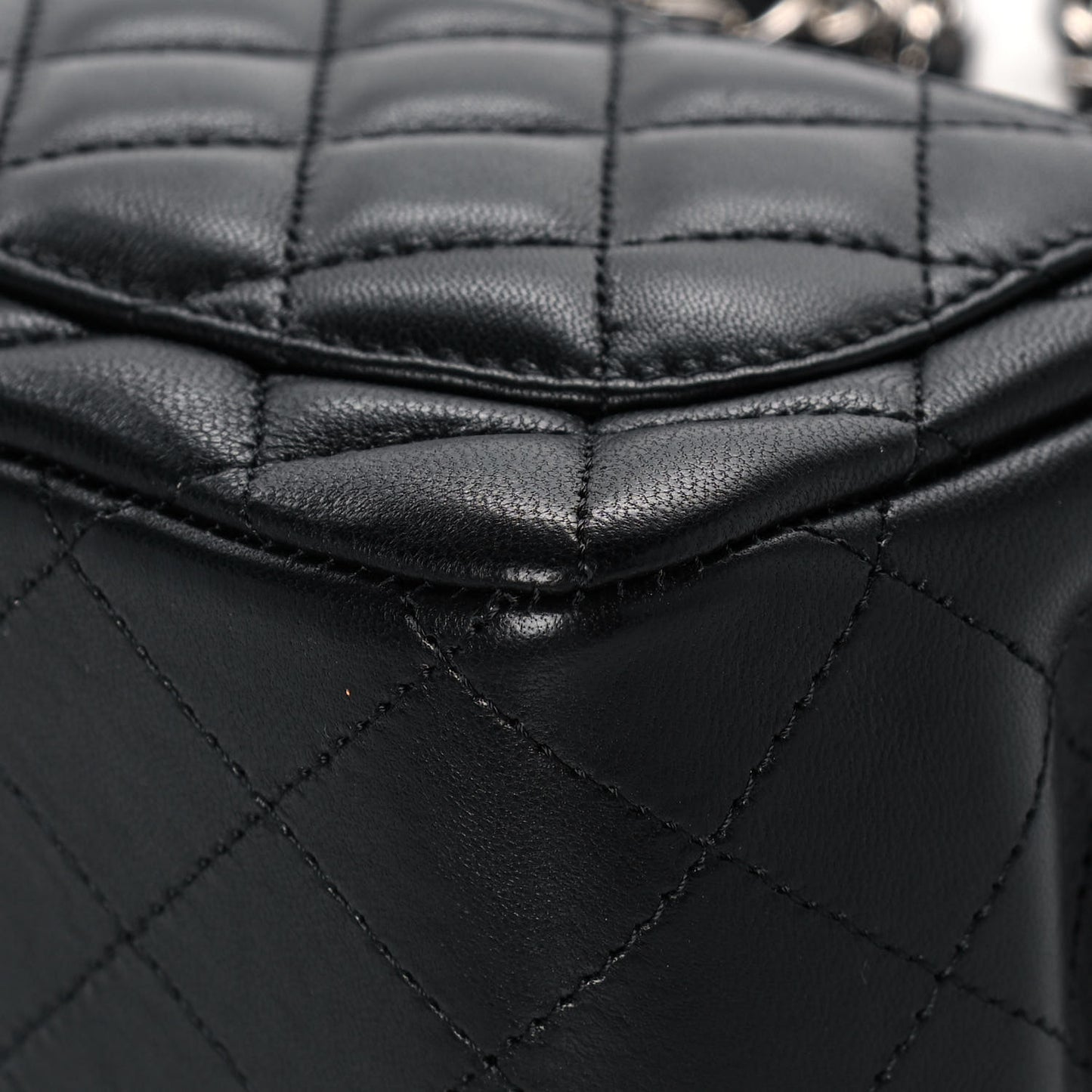 Lambskin Quilted Mini Square Flap Black