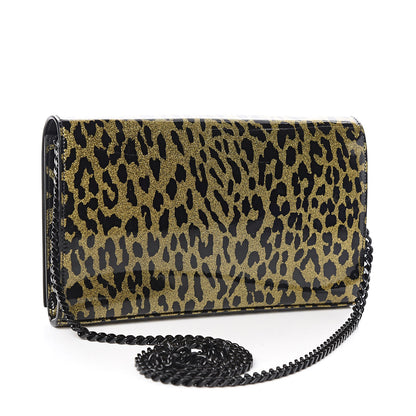 Saint Laurent Patent Leopard Print Monogram Chain Wallet Leopard Black Gold 3 of 9