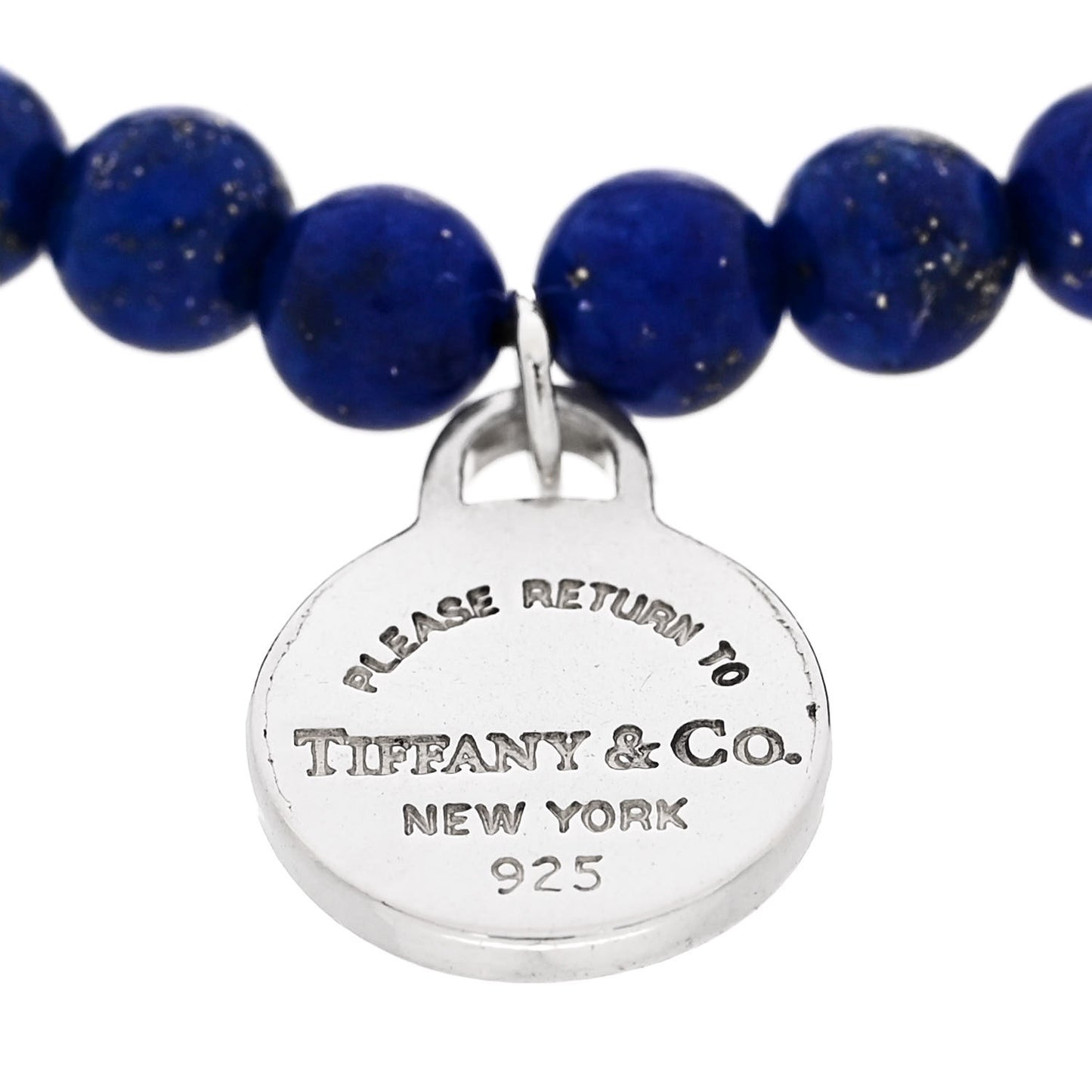 Sterling Silver Lapis Lazuli Round Tag Bead Bracelet