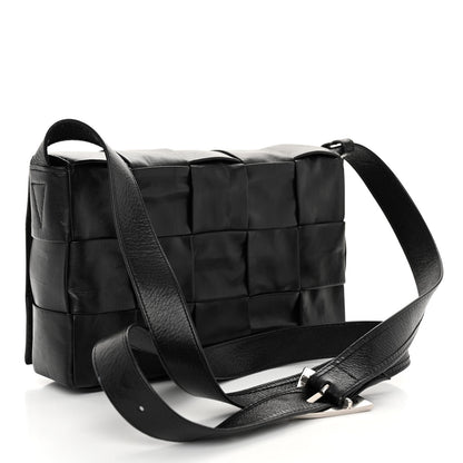 Bottega Veneta Paper Calfskin Maxi Intreccio Cassette Crossbody Bag Black 3 of 9