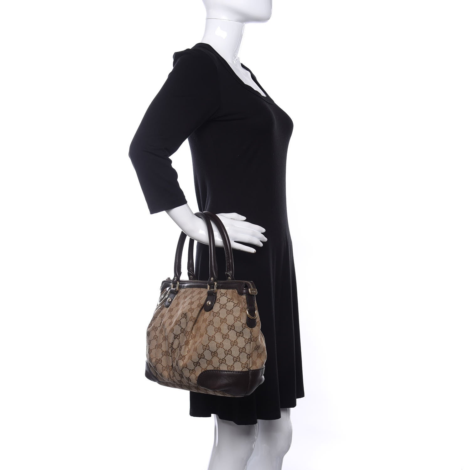 Gucci Monogram Medium Sukey Top Handle Dark Brown 2 of 10