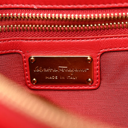 Salvatore Ferragamo Calfskin Gancini Chain Shoulder Bag Red 6 of 17