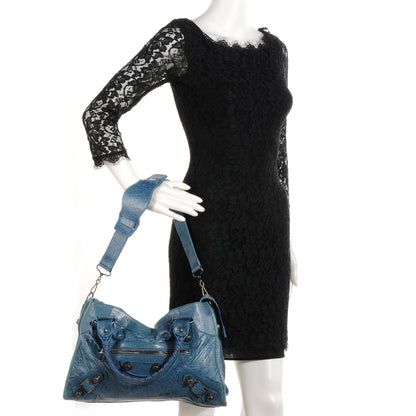 Balenciaga Chevre Giant 21 Gunmetal Hardware City Neiman Marcus Bleu 2 of 10