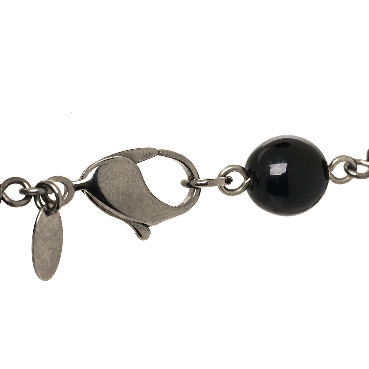 Chanel Ruthenium Pearl Beaded CC Long Necklace Black 4 of 6