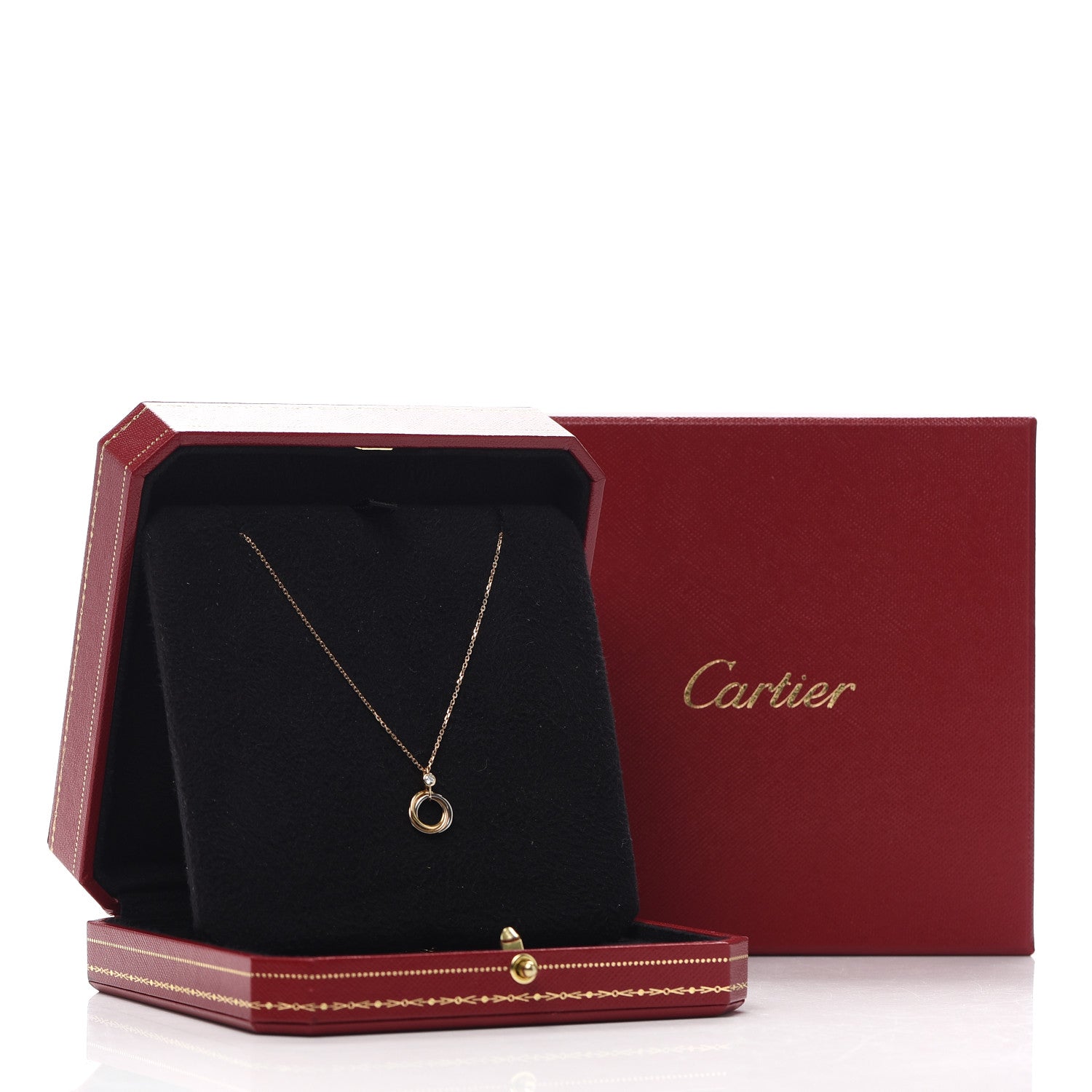 Cartier 18K Pink Yellow White Gold Diamond Trinity Pendant Necklace 8 of 8