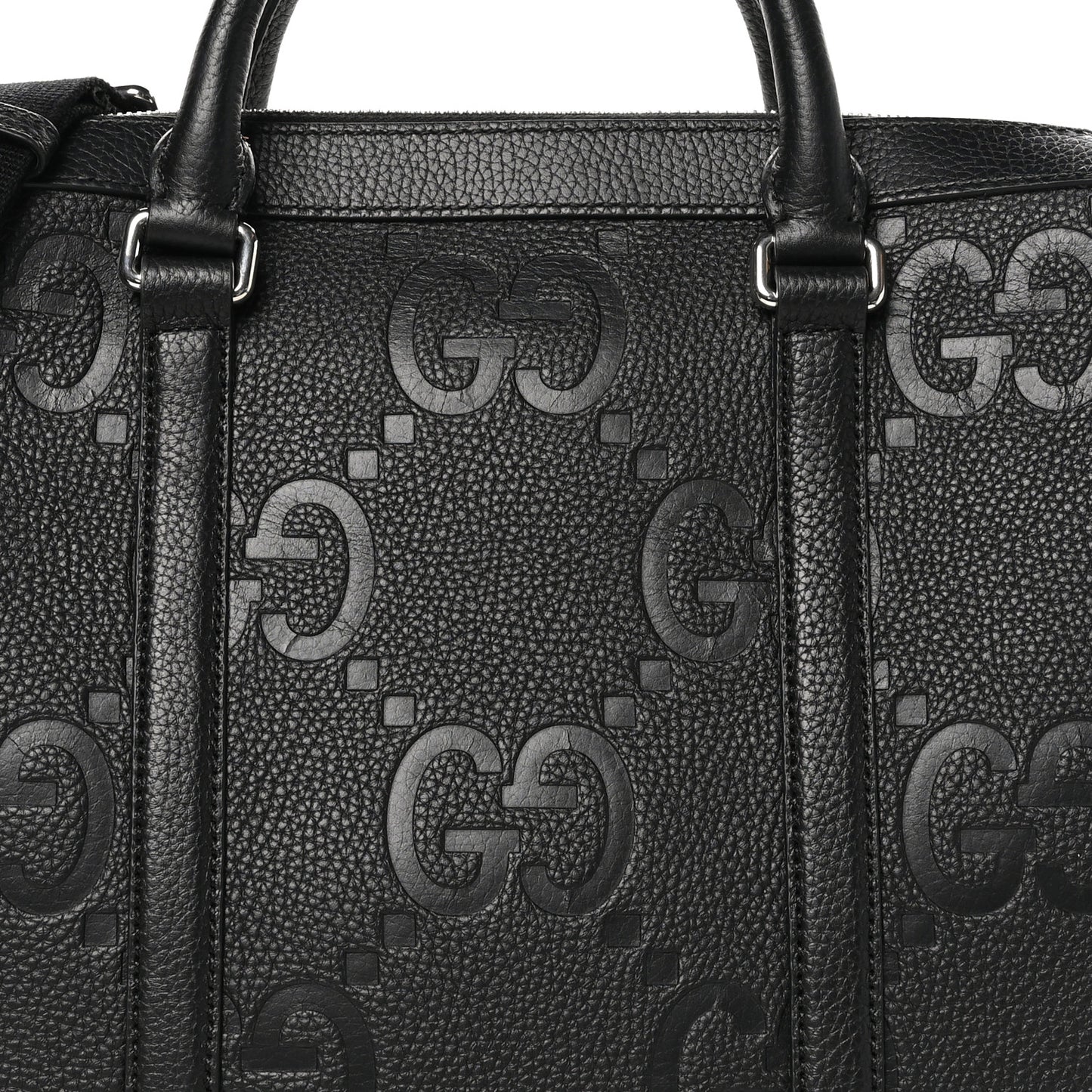 Piuma Calfskin Jumbo GG Embossed Briefcase Black