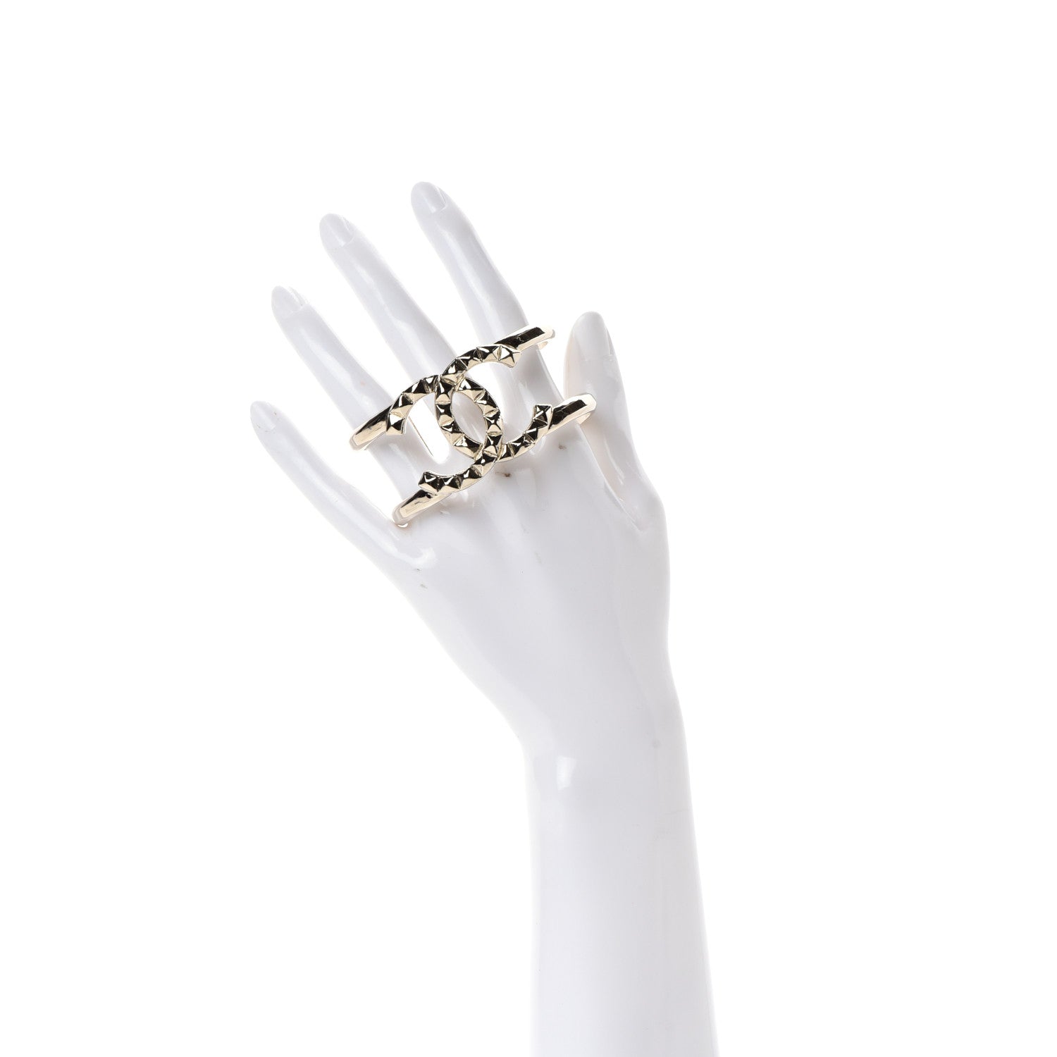 Chanel Metal Studded CC Cuff Gold 2 of 4