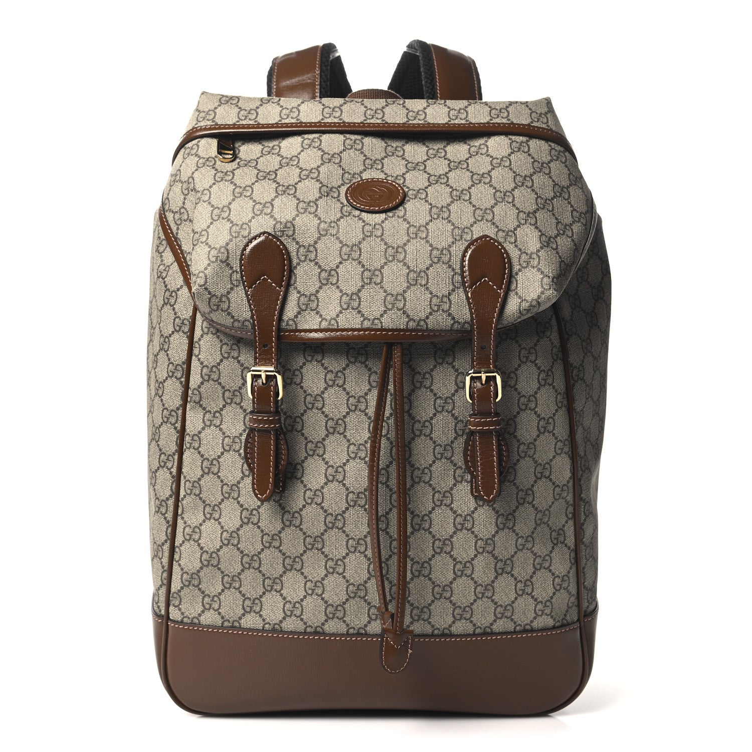 Gucci GG Supreme Monogram Azalea Calfskin Medium Retro Interlocking G Buckle Backpack Beige Ebony Brown Sugar 1 of 10