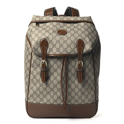 Gucci GG Supreme Monogram Azalea Calfskin Medium Retro Interlocking G Buckle Backpack Beige Ebony Brown Sugar 1 of 10
