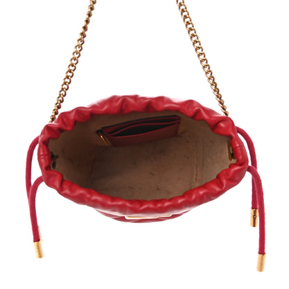 Gucci Calfskin Matelasse Mini GG Marmont 2.0 Bucket Bag Hibiscus Red 5 of 13