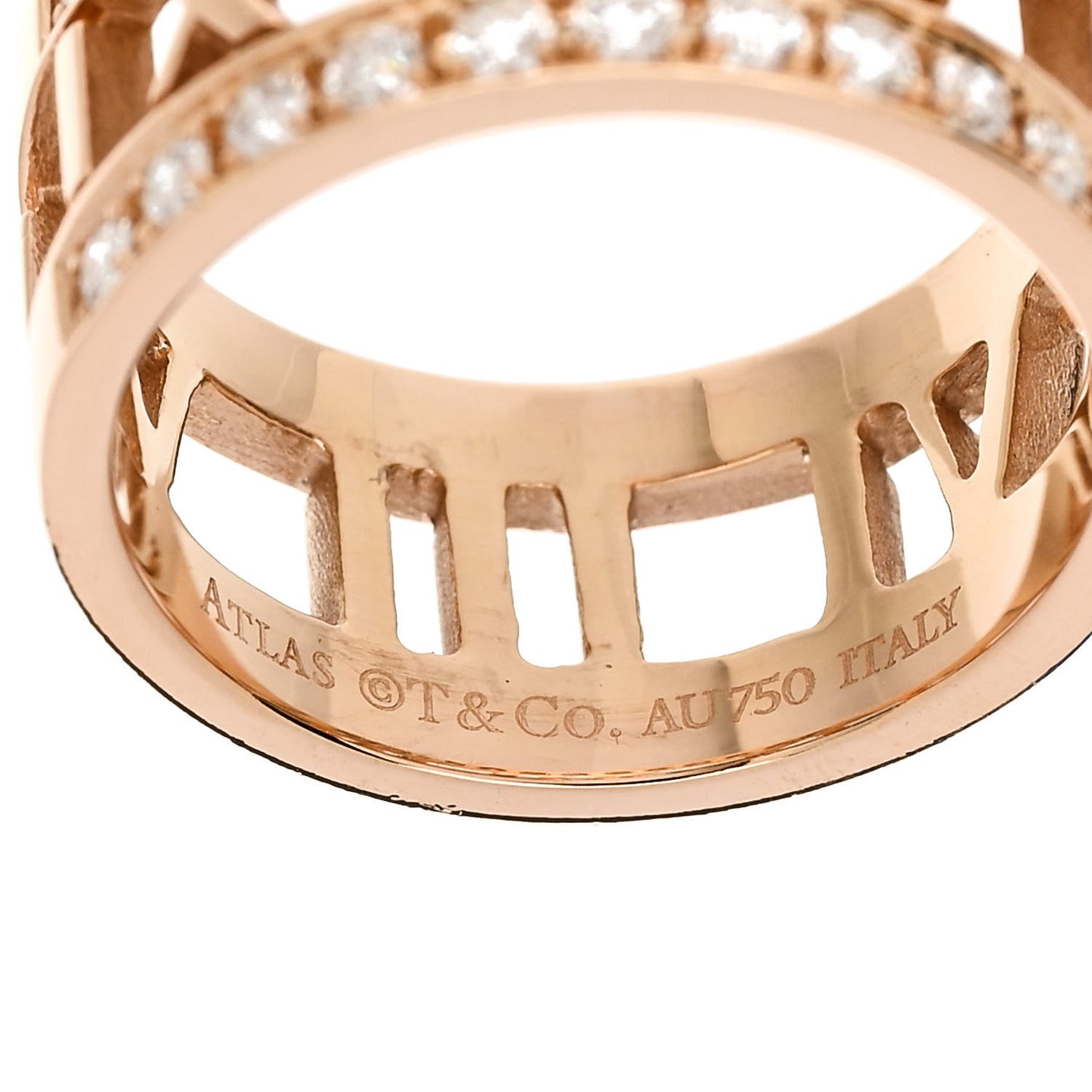 18K Rose Gold Diamond Wide Atlas Open Ring 49 4.75
