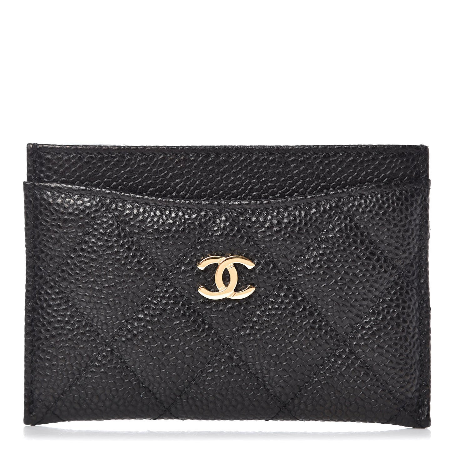 Caviar Quilted Card Holder Black