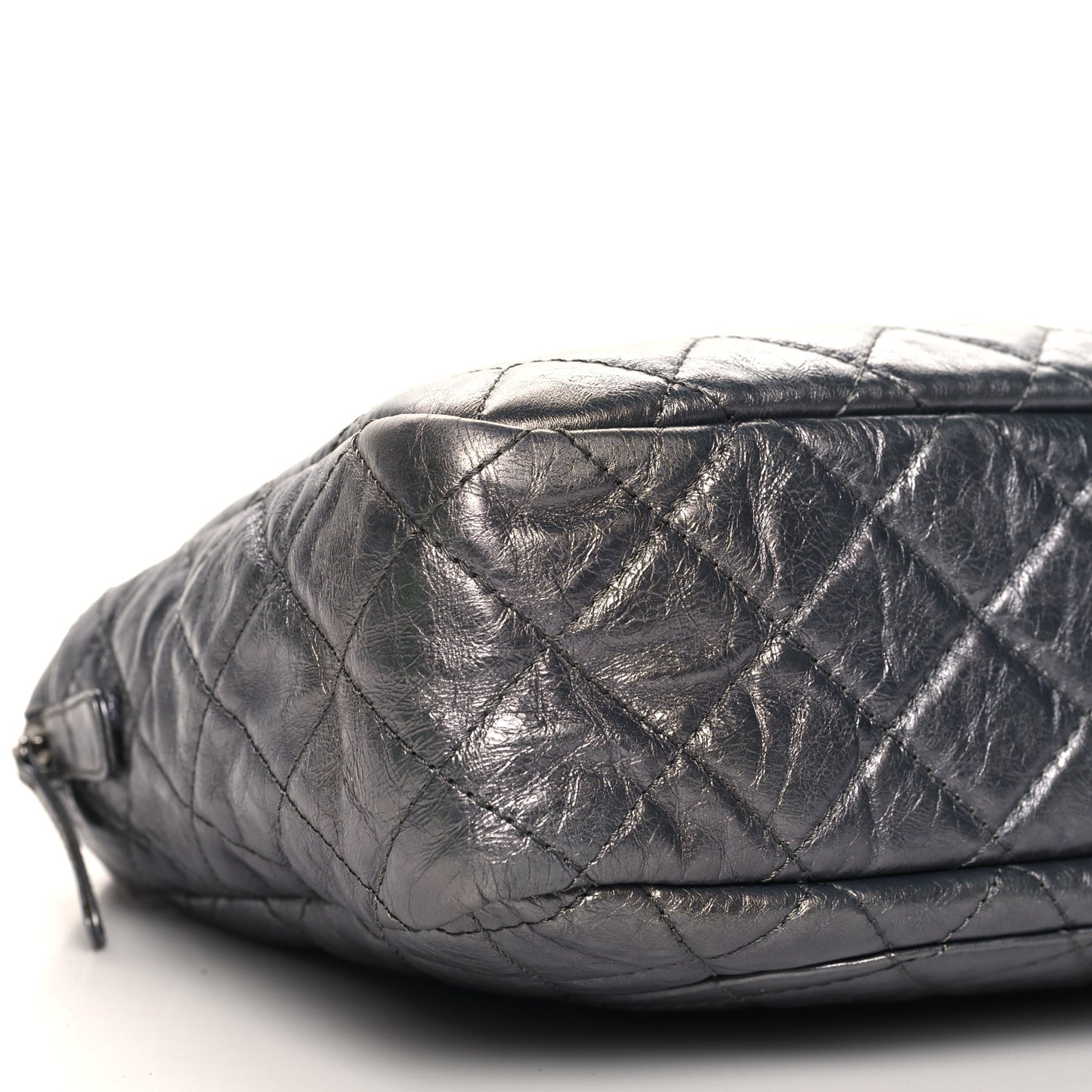 Metallic Aged Calfskin Quilted Large Reissue Camera Case Silver