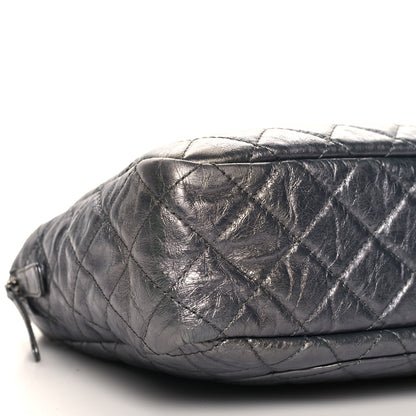 Chanel Metallic Aged Calfskin Quilted Large Reissue Camera Case Silver 9 of 10