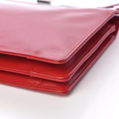 Celine Patina Box Calfskin Medium Clasp Shoulder Bag Pop Red 9 of 10