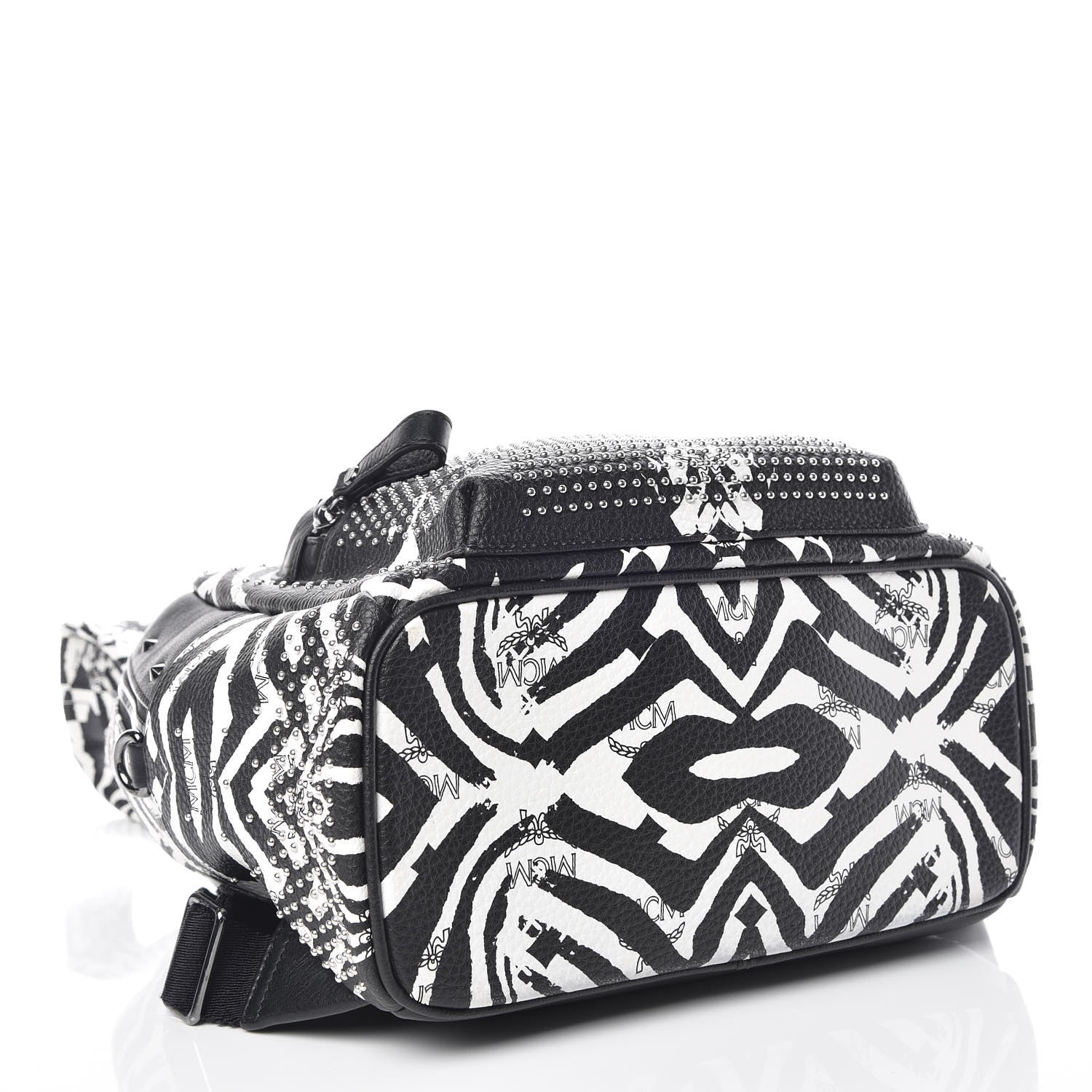 MCM Striped Visetos Small Funky Zebra Stark Backpack Black White 4 of 9