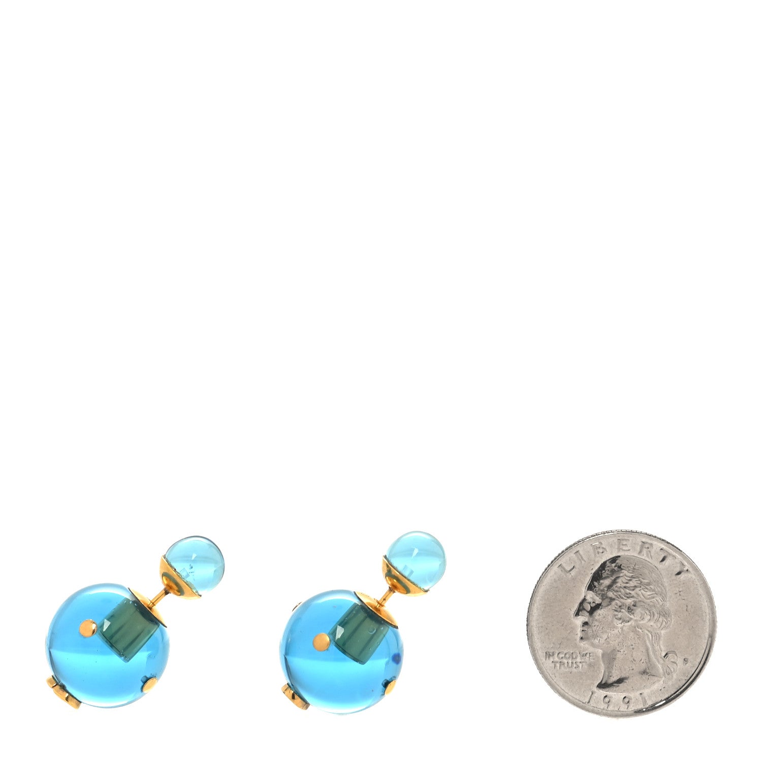 Christian Dior Mise En Dior Tribal Earrings Gold Blue 2 of 4