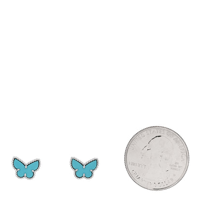 Van Cleef & Arpels 18K White Gold Turquoise Sweet Alhambra Butterfly Earrings 2 of 4