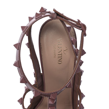 Valentino Garavani Patent Monochrome Rockstud Ankle Strap 100mm Pumps 38 Dark Nude 7 of 8