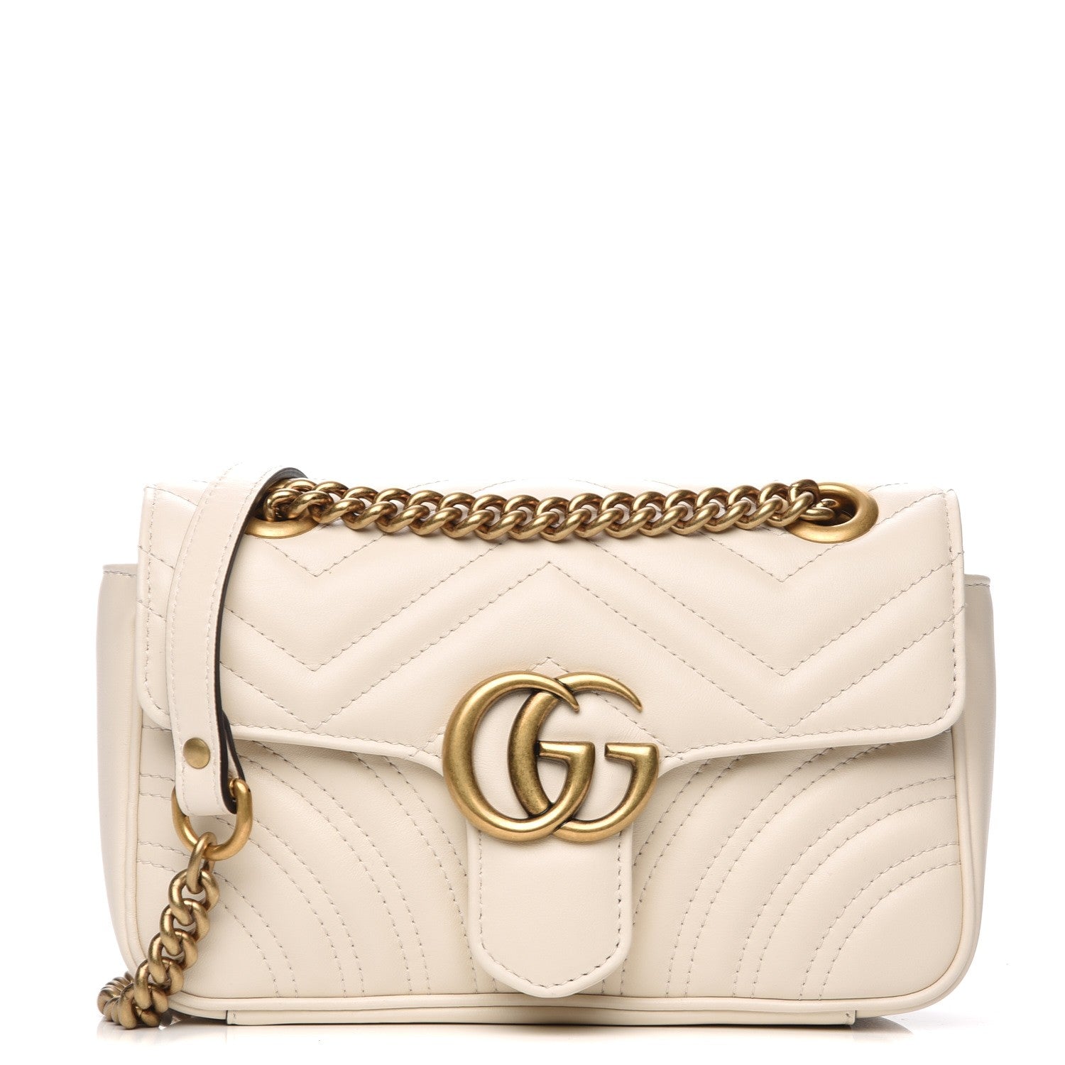 Gucci Calfskin Matelasse Mini GG Marmont Shoulder Bag White 1 of 7