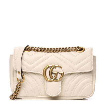 Gucci Calfskin Matelasse Mini GG Marmont Shoulder Bag White 1 of 7