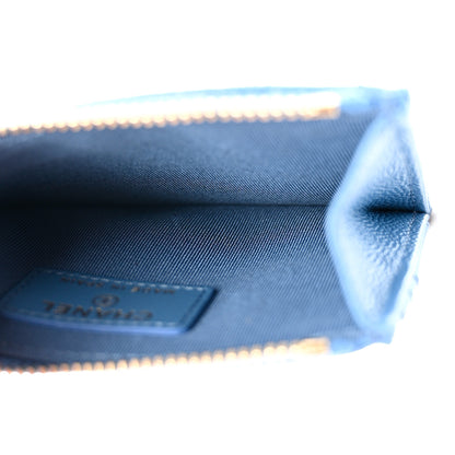 Chanel Caviar Quilted CC Zip Card Holder Blue 5 of 8