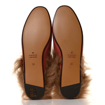 Gucci Calfskin Fur Womens Princetown Slippers 36 Lipstick Rose Natural 6 of 7