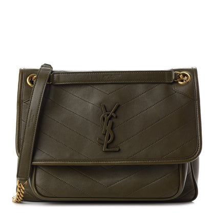 Saint Laurent Lambskin Matelasse Monogram Medium Niki Chain Satchel Seaweed 1 of 9