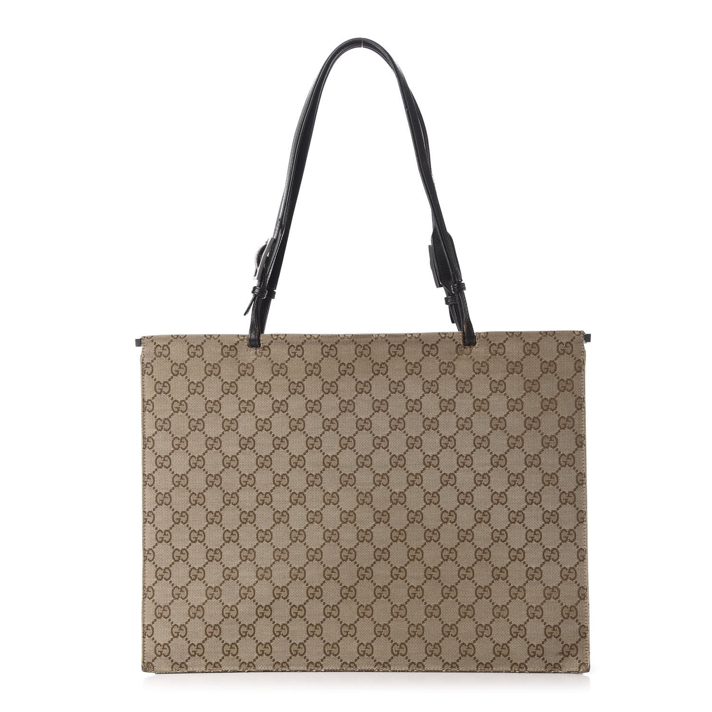 GG Monogram Large Shoulder Tote Dark Brown