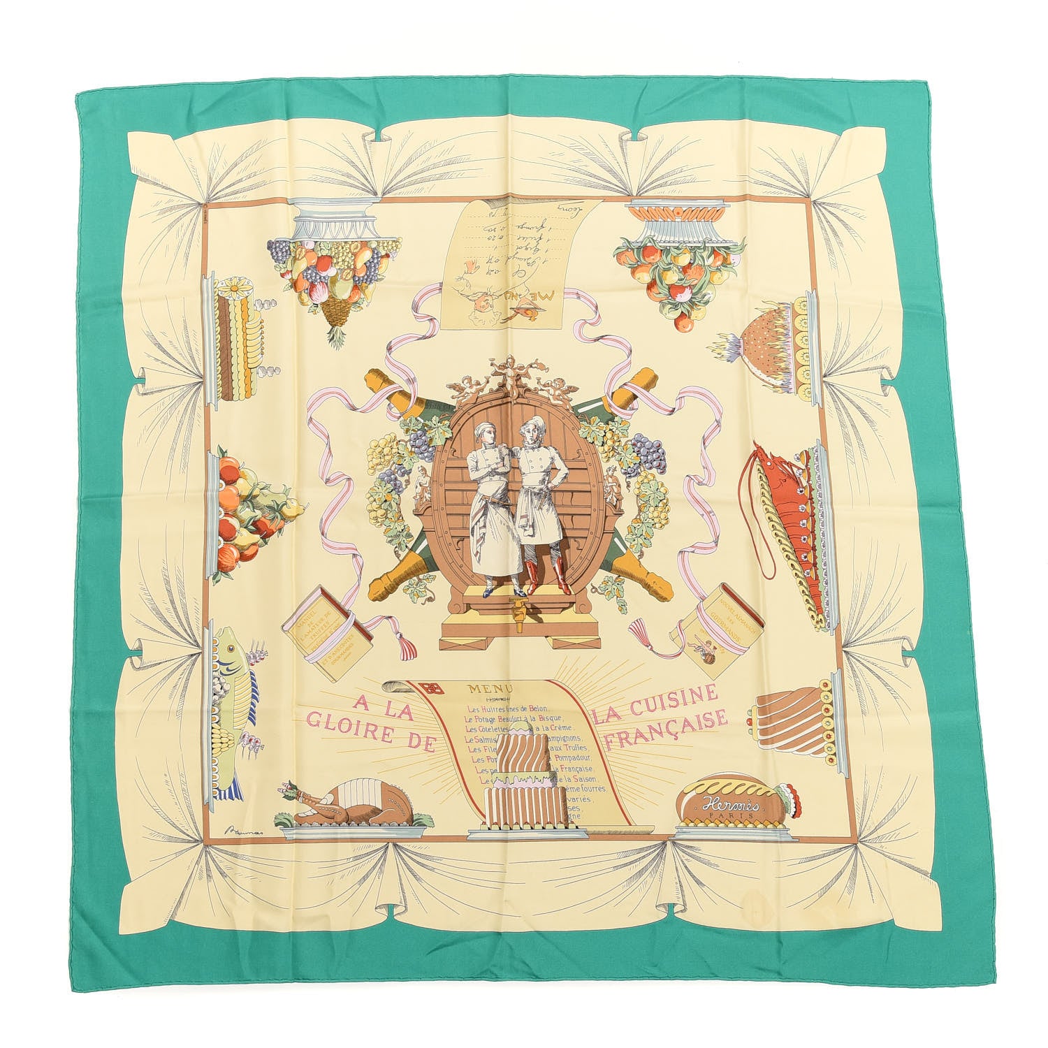 Hermes Silk A La Gloire De La Cuisine Francaise Scarf 90 1 of 5