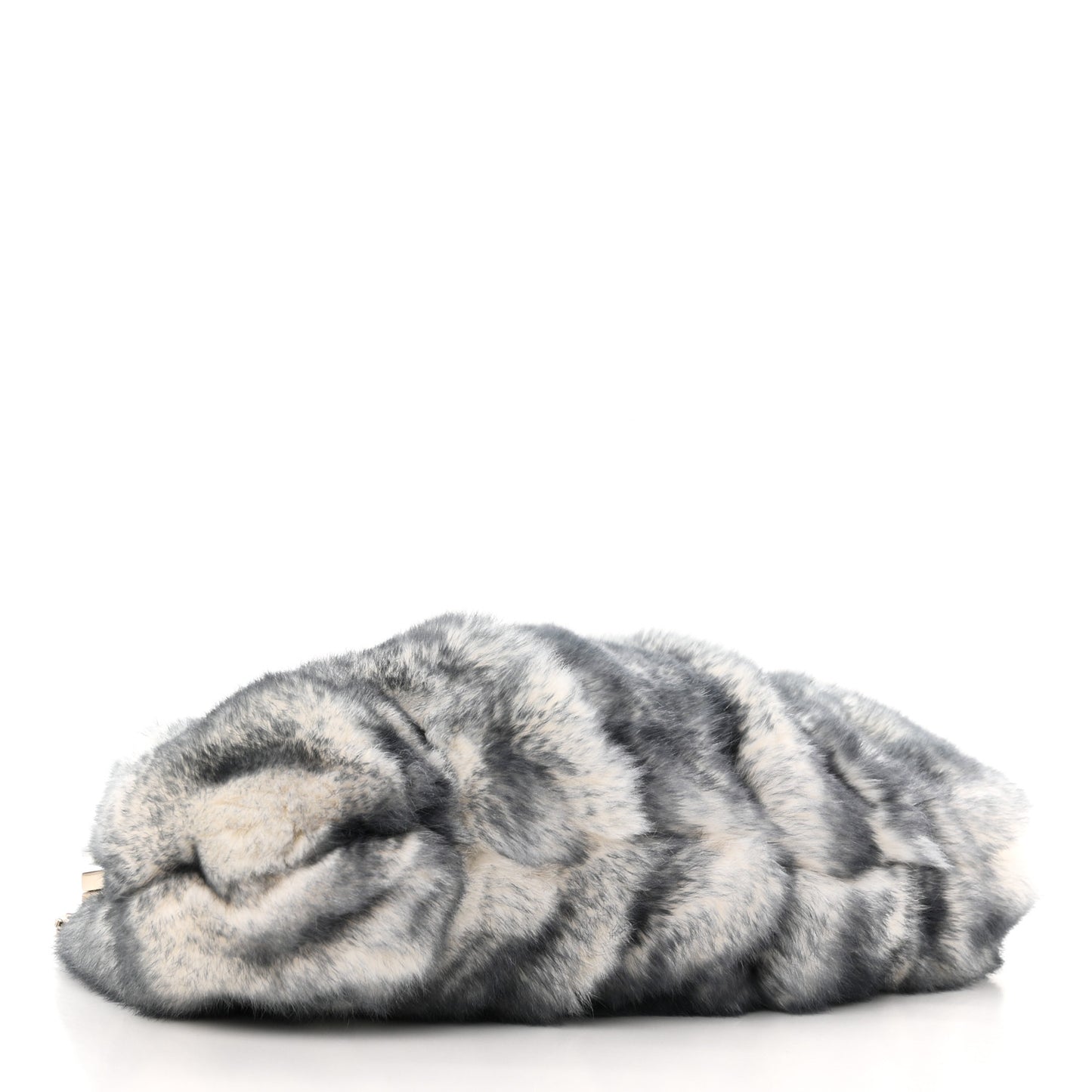 Rabbit Fur Miss Loubi Clutch Denim Blue Ecru