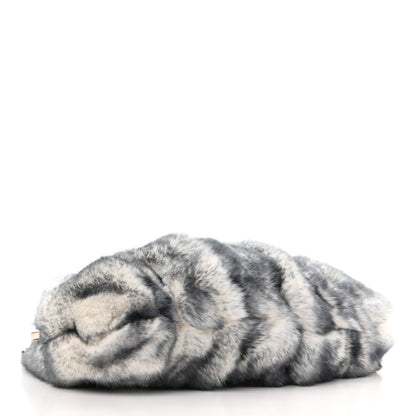 Christian Louboutin Rabbit Fur Miss Loubi Clutch Denim Blue Ecru 4 of 9
