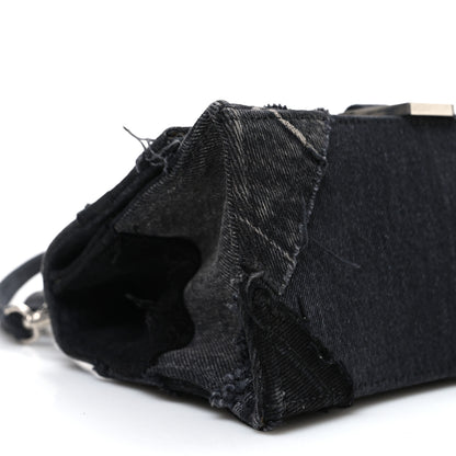 Balenciaga Denim Patchwork Small Hourglass Top Handle Bag Washed Black 10 of 11