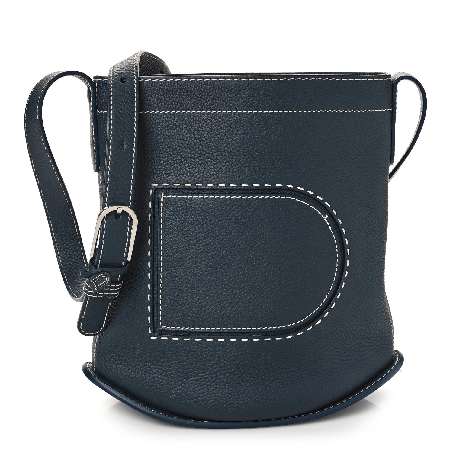 Delvaux Taurillon Pin Daily Surpique Bucket Navy 1 of 8