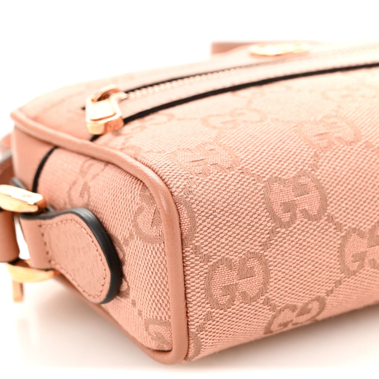 Gucci Monogram Textured Dollar Calfskin Mini Ophidia Shoulder Bag Cloche Rose Pink 9 of 11