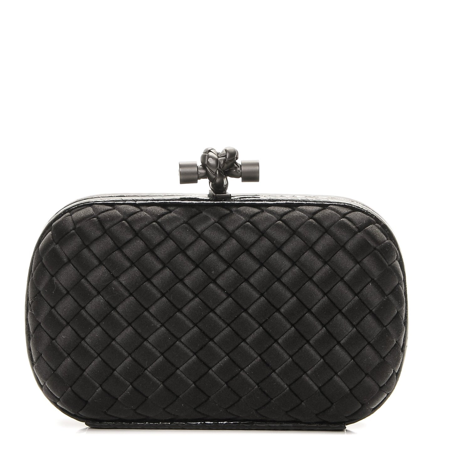 Satin Intreccio Impero Ayers Knot Clutch Black