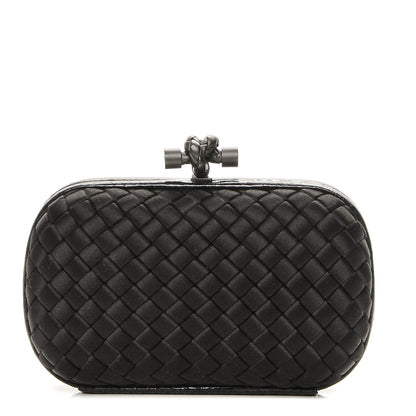 Bottega Veneta Satin Intreccio Impero Ayers Knot Clutch Black 1 of 6