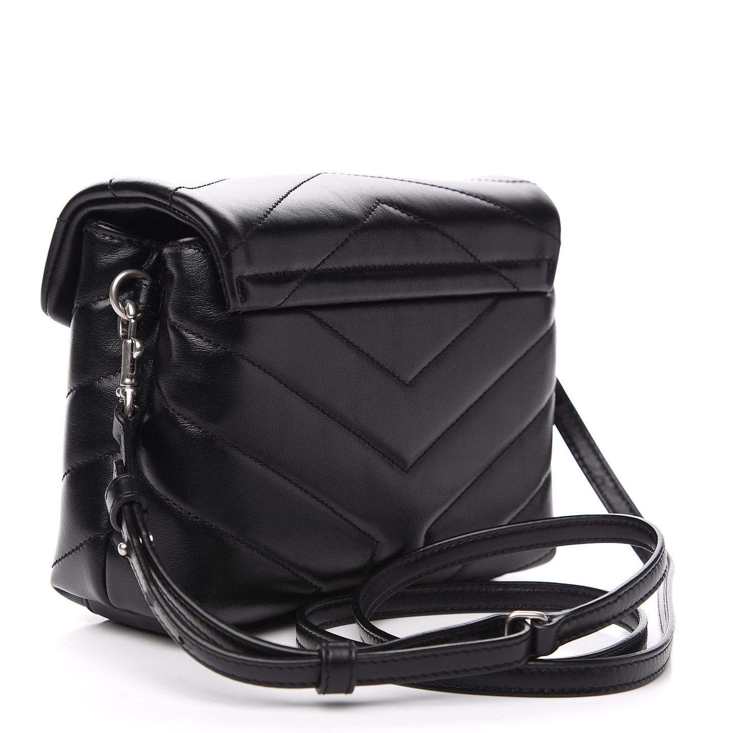 Calfskin Y Quilted Monogram Toy Loulou Crossbody Bag Black