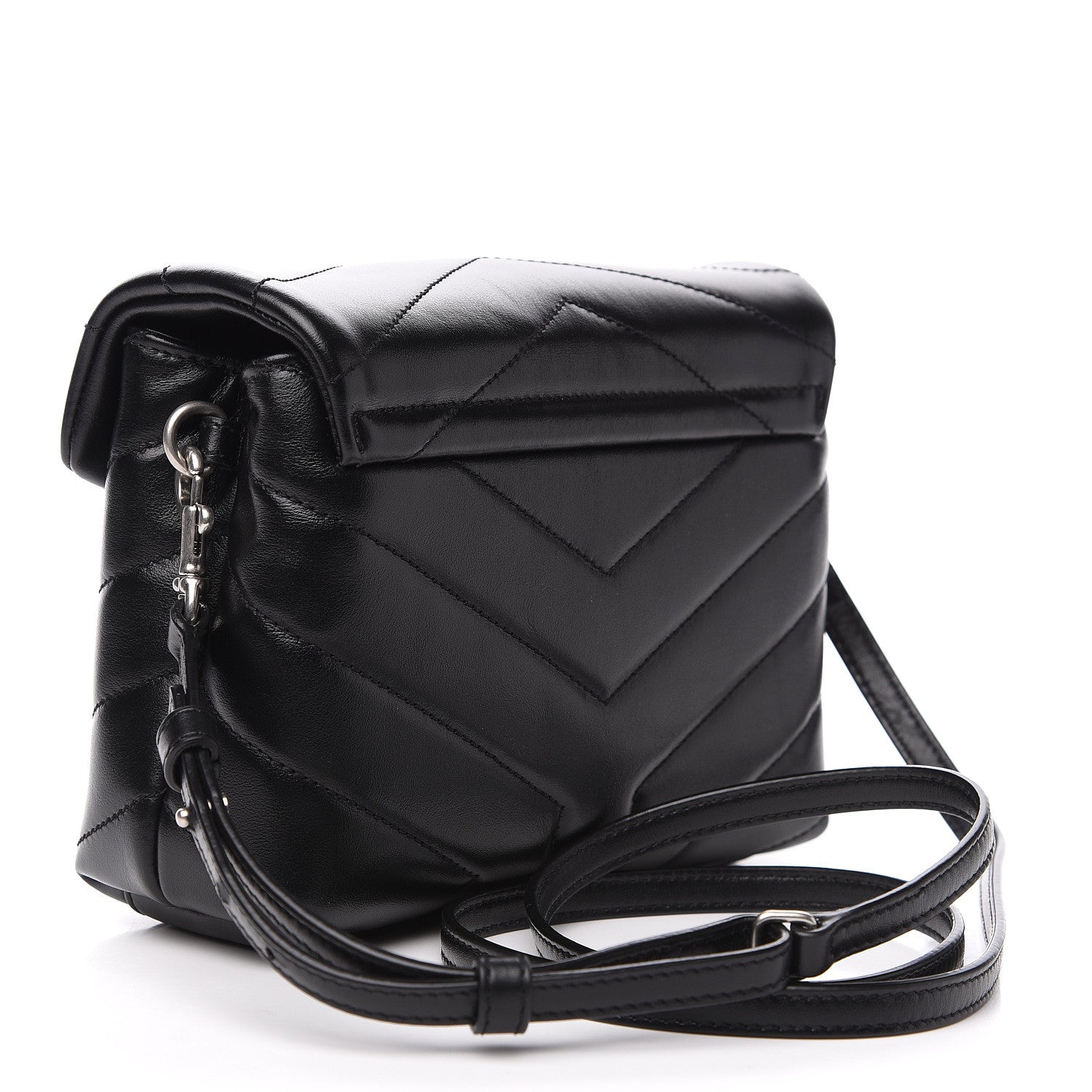 Saint Laurent Calfskin Y Quilted Monogram Toy Loulou Crossbody Bag Black 2 of 10