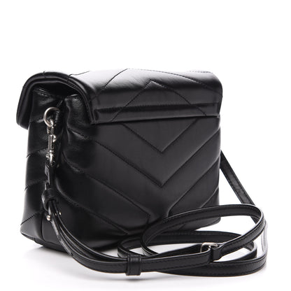Saint Laurent Calfskin Y Quilted Monogram Toy Loulou Crossbody Bag Black 2 of 10