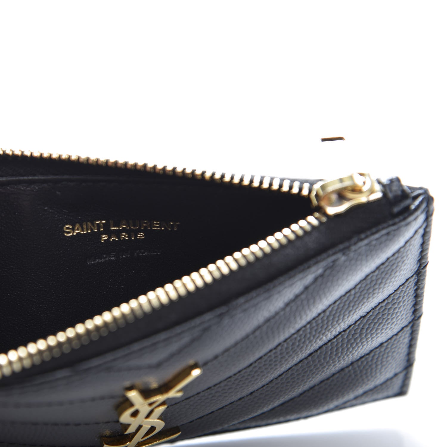 Saint Laurent Monogram Grain de Poudre 5 Fragments Zip Pouch Card Holder Black 6 of 11