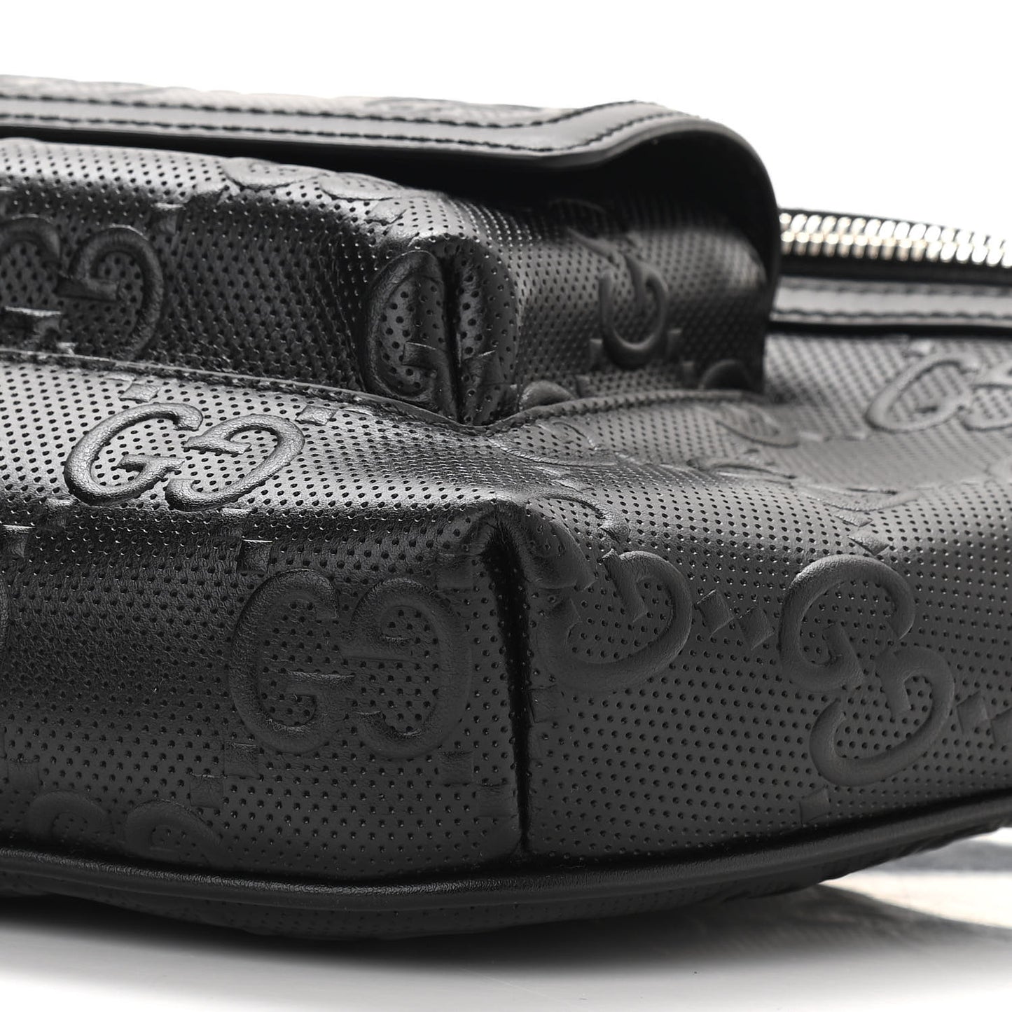 Calfskin GG Tennis Embossed Pocket Belt Bag Black
