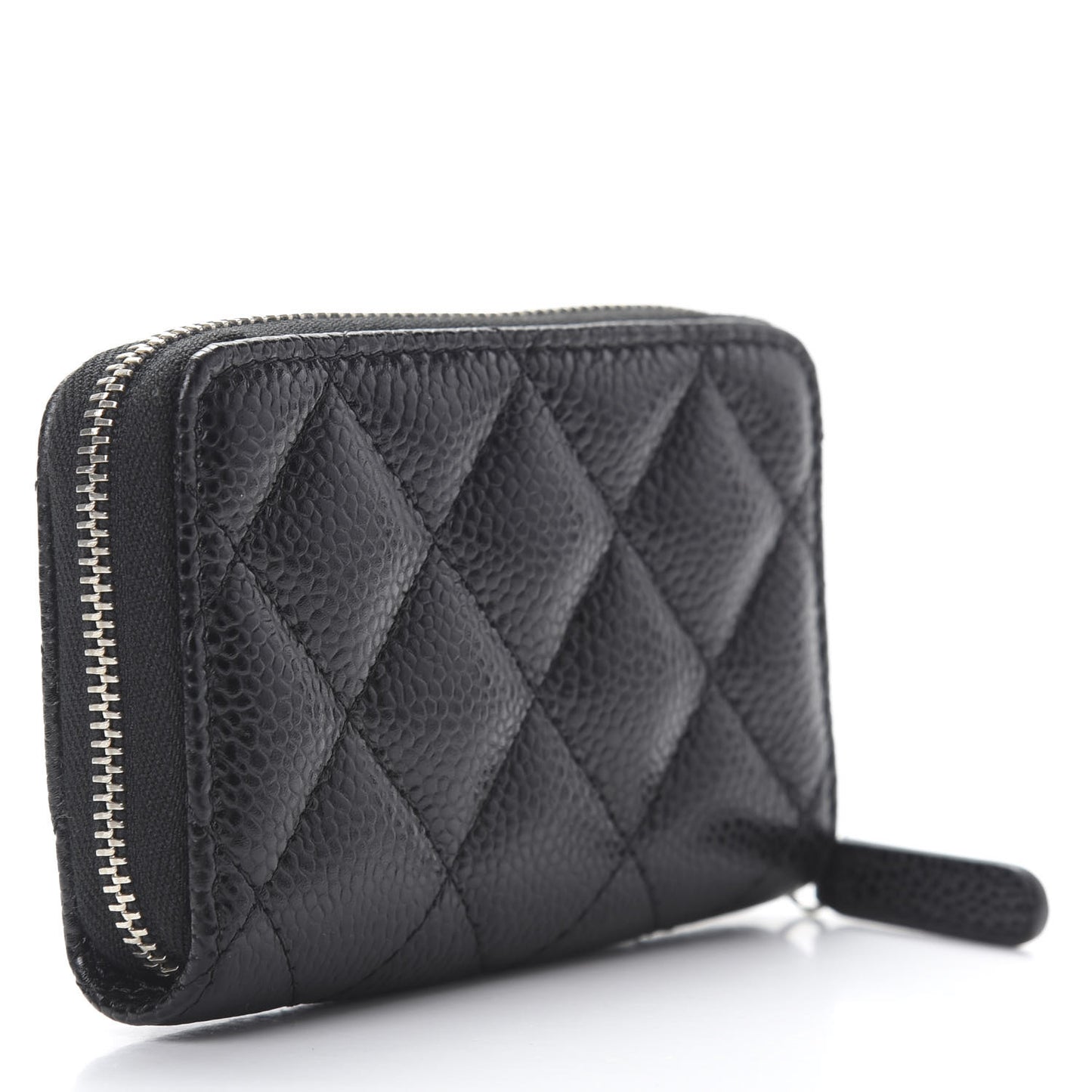 Caviar Quilted Zip Coin Purse Black