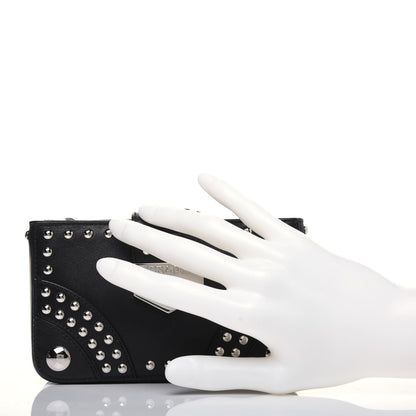 Prada Soft Calf Studded Clutch Black 2 of 12