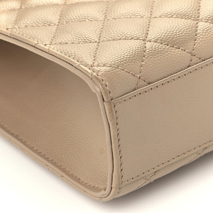 Saint Laurent Grain De Poudre Textured Mixed Matelasse Medium Triquilt Monogram Satchel Dark Beige 10 of 11