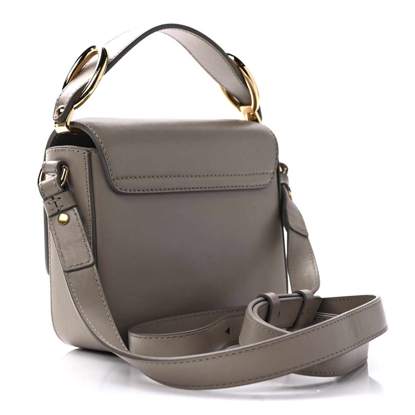 Shiny Calfskin Suede Mini C Double Carry Motty Grey