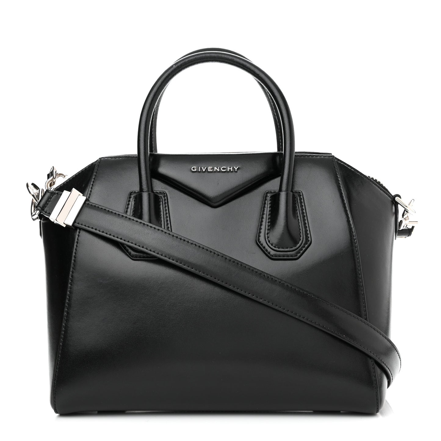 Shiny Lord Calfskin Small Antigona Black